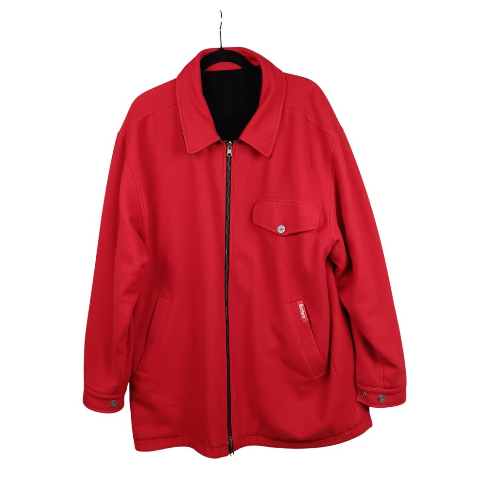 Marlboro Reversible Jacket Red Black Zip Front Workwear Mens Sz XL